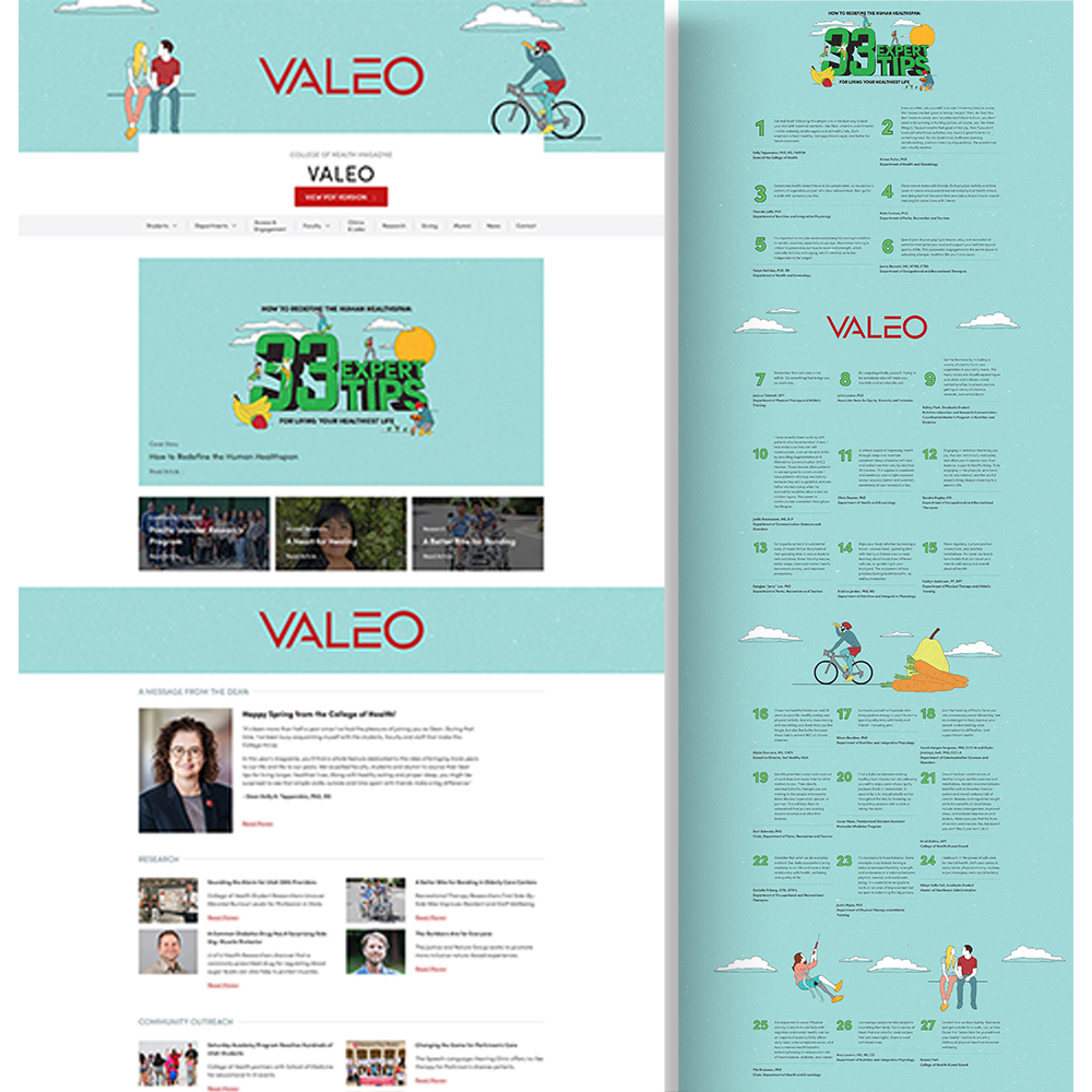 Preview of the College of Health's Valeo Magazine page