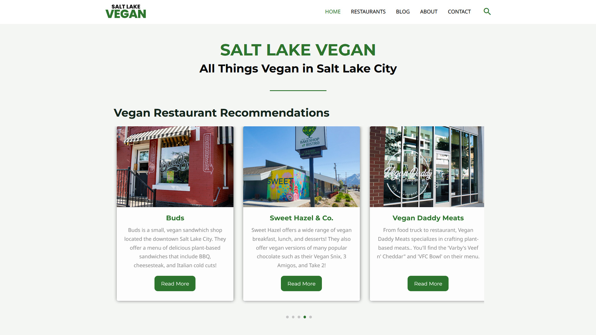 Top of Salt Lake Vegan homepage